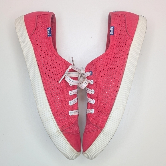 Keds Celeb red canvas perforated sneakers lace up women's size 9.5 - Picture 2 of 7